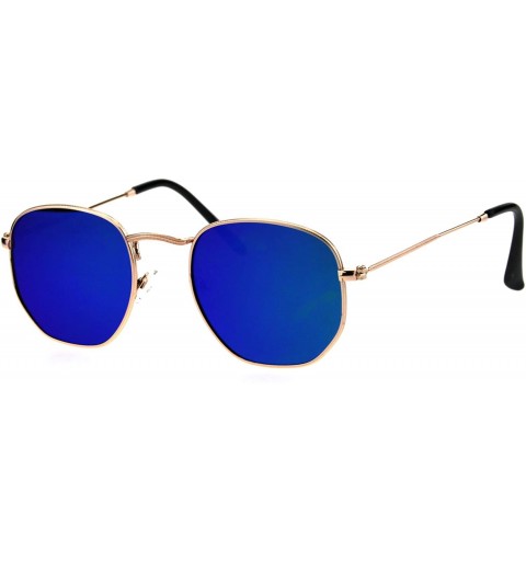 Rectangular Mens Color Mirror Luxury Victorian Metal Rim Rectangular Sunglasses - Gold Teal - C518GO9CLOS $15.36