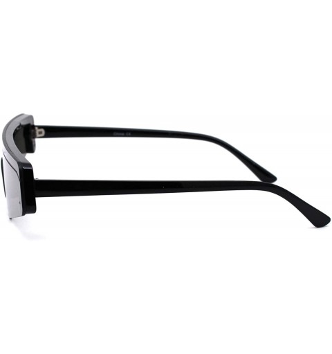 Shield Retro Futurism Flat Top Narrow Shield Plastic Sunglasses - Black Silver Mirror - CM18X4S7527 $9.33