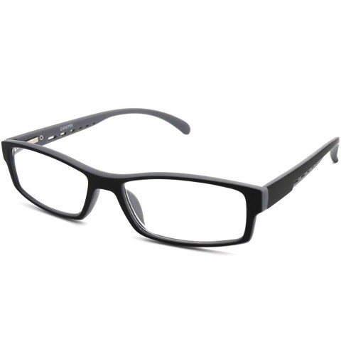 Rectangular Soft Matte Black w/ 2 Tone Reading Glasses Spring Hinge 0.74 Oz - R1 Matte Black Matte Grey - CB18WZC8GE0 $19.72