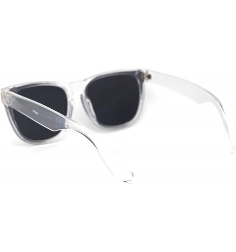 Rectangular Hipster Color Mirror Lens Plastic Horn Rim Sunglasses - Clear Silver Mirror - CS19577I4K8 $9.92