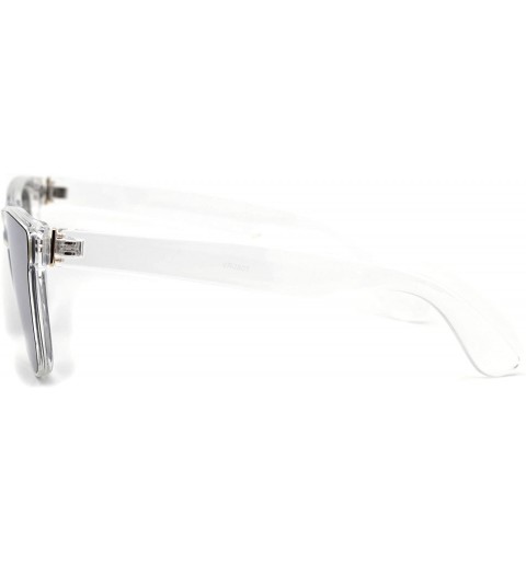 Rectangular Hipster Color Mirror Lens Plastic Horn Rim Sunglasses - Clear Silver Mirror - CS19577I4K8 $9.92