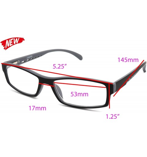 Rectangular Soft Matte Black w/ 2 Tone Reading Glasses Spring Hinge 0.74 Oz - R1 Matte Black Matte Grey - CB18WZC8GE0 $19.72