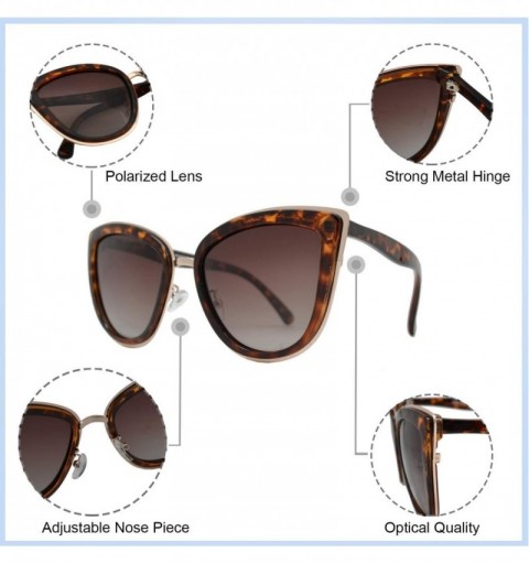 Cat Eye Polarized - Women Cat Eye Metal Bridge Oversized Design Sunglasses - UV Protection - C718I4CDO98 $20.74