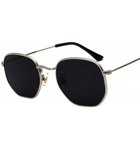 Semi-rimless Vintage Sunglasses Men Square Metal Frame Pilot Mirror Classic Retro Sun Glasses Women Luxury Summer Eyewear - C...