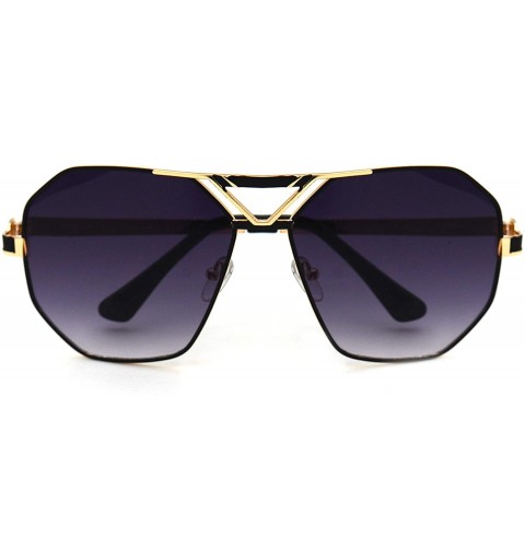 Aviator Retro Aviator Vintage Square Sunglasses P4161 - Gold Blackgsmoke - CC18L402720 $12.96