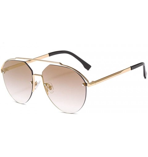 Rimless Womens Classic Sunglasses Oversized Semi Rimless Sunglasses for Men - Gold - CO18SQ0CAGY $9.46
