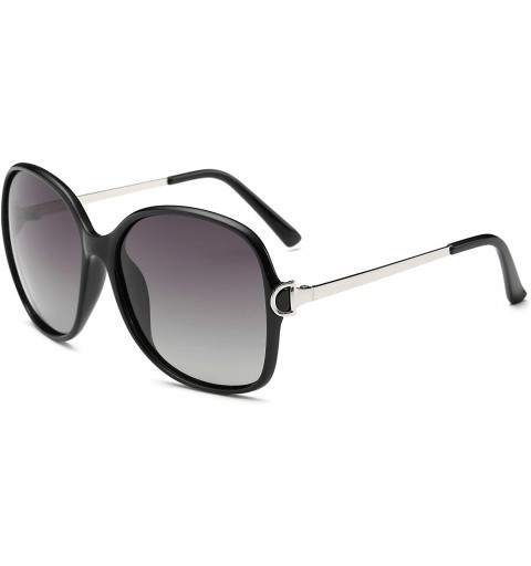 Rectangular Simple Style Polarized Sunlgasses Womens Mens Oversized Frame Mirrored Lens - Black - CZ18HE25XEU $7.45