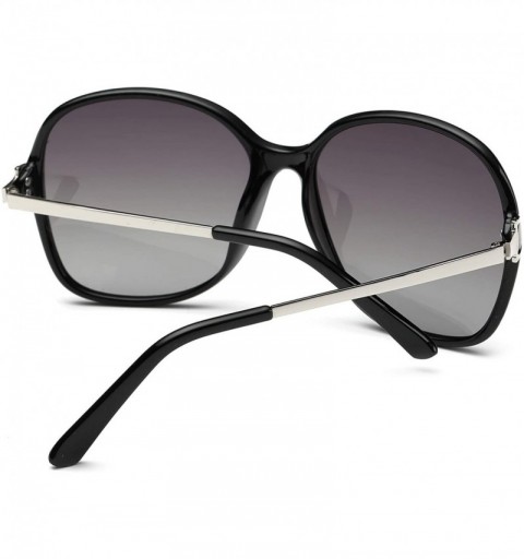 Rectangular Simple Style Polarized Sunlgasses Womens Mens Oversized Frame Mirrored Lens - Black - CZ18HE25XEU $7.45