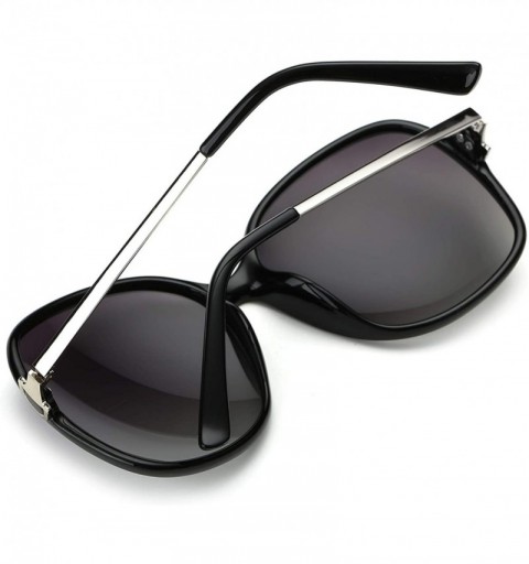 Rectangular Simple Style Polarized Sunlgasses Womens Mens Oversized Frame Mirrored Lens - Black - CZ18HE25XEU $7.45