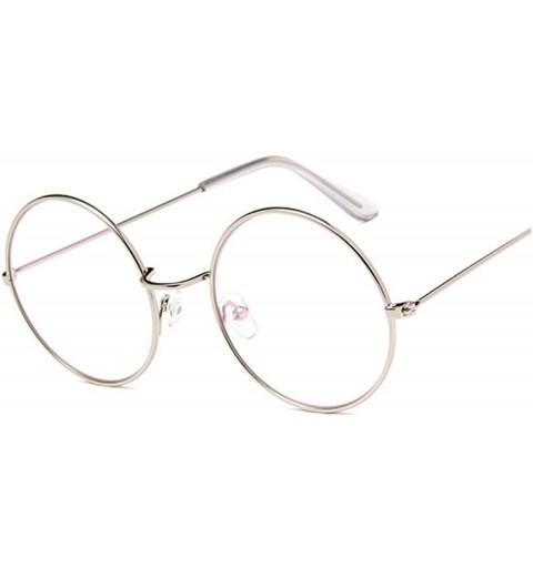 Round Retro Round Sunglasses Women Brand Designer Sun Glasses Alloy Mirror Female - Silver - C4198ZM3Q7O $31.77