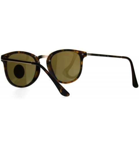 Rectangular Mens Tempered Glass Lens Retro Horn Rim Designer Mod Sunglasses - Matte Tortoise - C2188QG3LCI $7.71