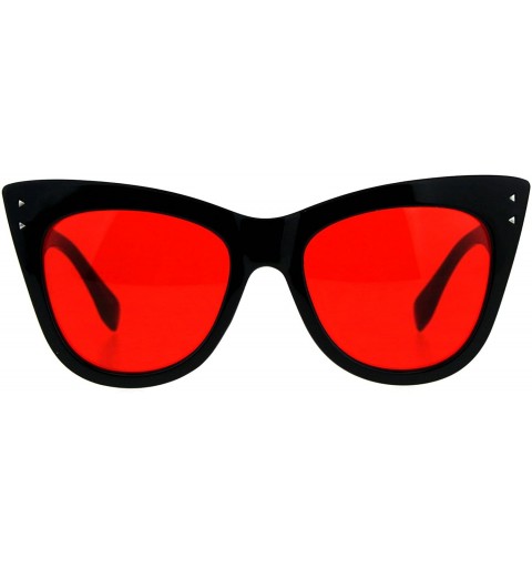 Cat Eye Womens Mod Thick Oversize Cat Eye Diva Plastic Sunglasses - Solid Black Red - CX18CC76EDE $16.64
