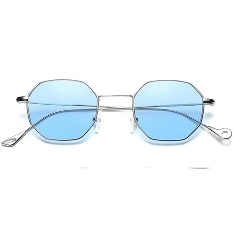 Square Hot sale!!!Womens Men Fashion Metal Irregularity Frame Glasses Brand Classic Sunglasses - Blue - C6180Q3LURM $9.54