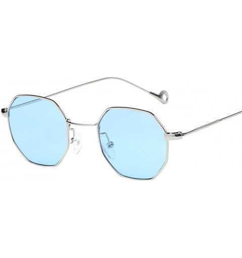 Square Hot sale!!!Womens Men Fashion Metal Irregularity Frame Glasses Brand Classic Sunglasses - Blue - C6180Q3LURM $9.54