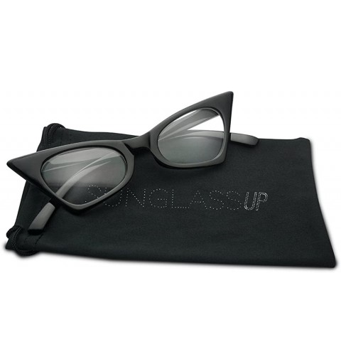 Square 1950's Retro Vintage High Pointed Colorful Clear Lens Geometric Cat Eye Glasses Non-Prescription - Black - C8189IL4D8A...