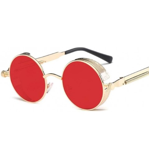 Round Metal Round Steampunk Sunglasses Men Women Fashion Glasses Retro Frame Vintage Sunglasses UV400 (Color 8) - 8 - CI199EI...