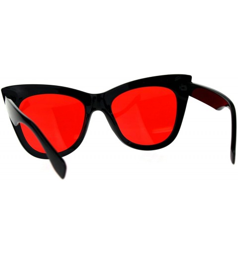 Cat Eye Womens Mod Thick Oversize Cat Eye Diva Plastic Sunglasses - Solid Black Red - CX18CC76EDE $16.64