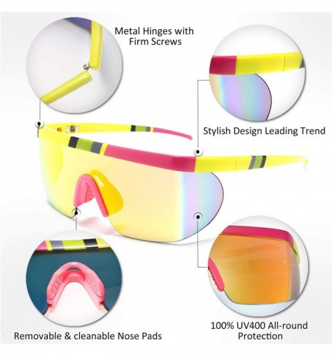 Oversized Classic Flat Top Shield Sunglasses Oversized Mirror One Piece Sport Glasses Men Women B2522 - C018Z2WUSKU $27.42