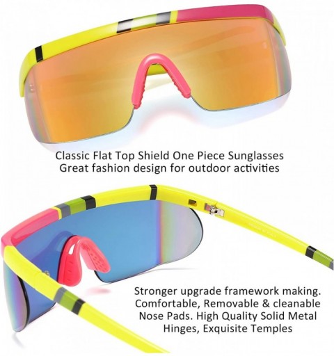 Oversized Classic Flat Top Shield Sunglasses Oversized Mirror One Piece Sport Glasses Men Women B2522 - C018Z2WUSKU $27.42