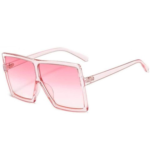 Square Vintage Oversizd Sunglasses Women Square Sunglasses Transparent Pink Blue Frame Sun Glasses Fashion Shades - CT18U603D...