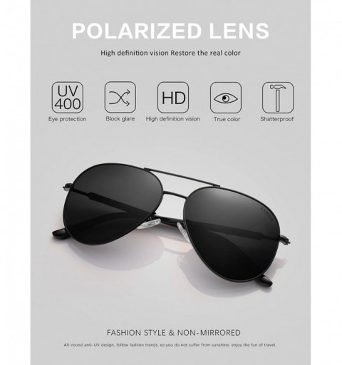 Aviator Mens Aviator Sunglasses Polarized Women UV 400 Protection - 23-all Black/Non Mirrored - C818G494TOQ $15.99
