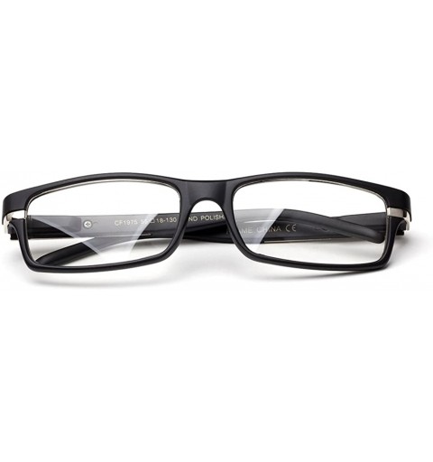 Square "Notch" Slim Squared Modern Design Fashion Clear Lens Glasses - Matte Black - CH12L9TH4E7 $11.33