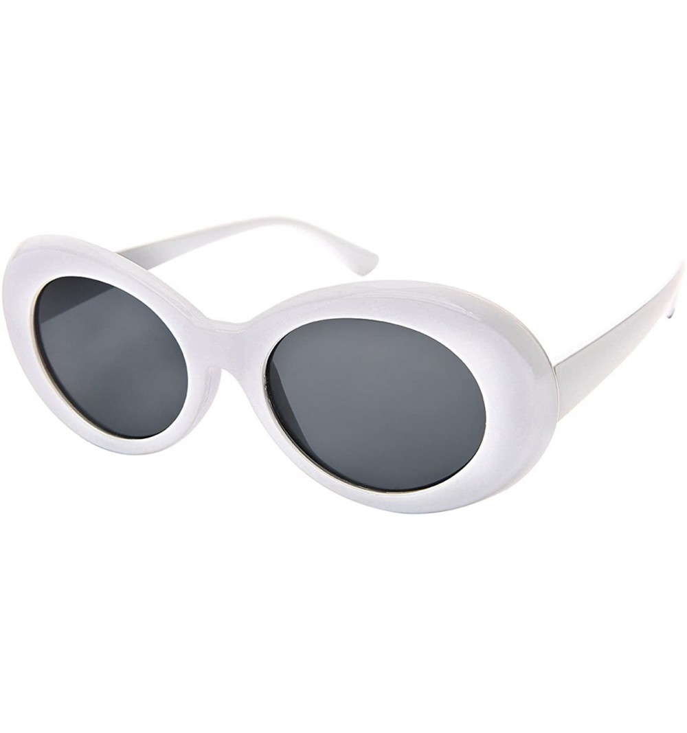 Goggle Retro Inspired Plastic Oval Sunglasses Clout Goggles with Solid Lens - White - CM182EXS29O $8.65
