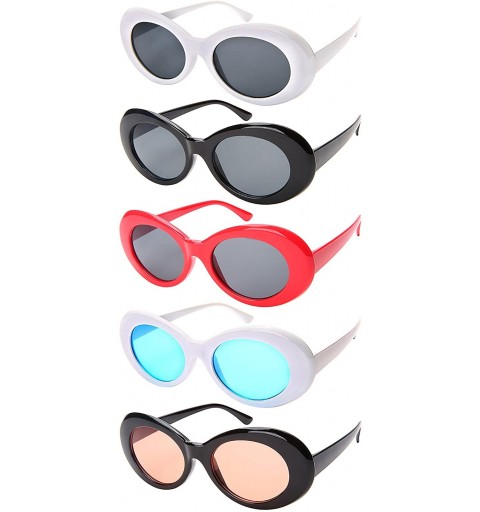 Goggle Retro Inspired Plastic Oval Sunglasses Clout Goggles with Solid Lens - White - CM182EXS29O $8.65