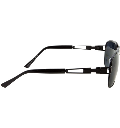 Aviator Flashy Hip Hop Rapper Retro Sunglasses - Dark Lens - High Fashion Celebrity Gold - Black - CX18SUU907M $11.76