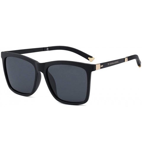 Square TR Retro Men's Polarized Sunglasses- UV Proof- Classic Driving Square Sunglasses - Black - CM197K8IIZ8 $9.30