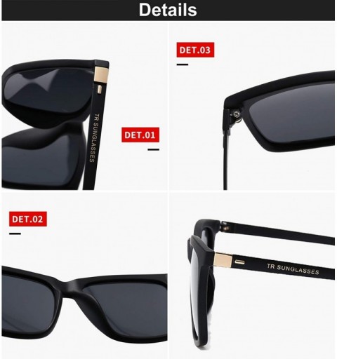 Square TR Retro Men's Polarized Sunglasses- UV Proof- Classic Driving Square Sunglasses - Black - CM197K8IIZ8 $9.30