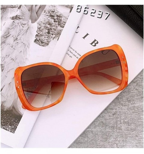 Square Women Men Sunglasses Trendy Square Sun Glasses Female Big Shades Glasses UV400 - Orange Tea - CW190384GGY $13.61