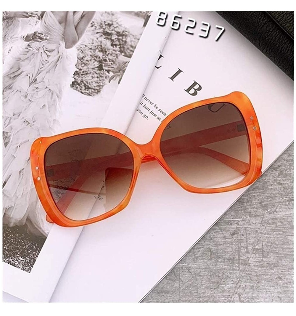 Square Women Men Sunglasses Trendy Square Sun Glasses Female Big Shades Glasses UV400 - Orange Tea - CW190384GGY $13.61