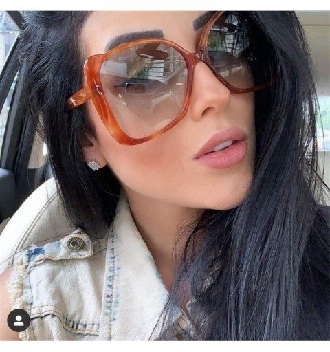 Square Women Men Sunglasses Trendy Square Sun Glasses Female Big Shades Glasses UV400 - Orange Tea - CW190384GGY $13.61