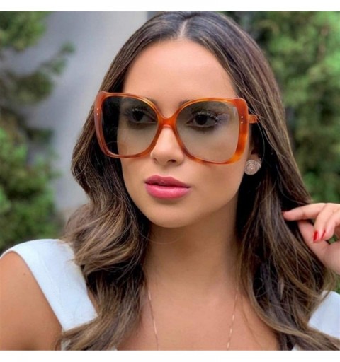 Square Women Men Sunglasses Trendy Square Sun Glasses Female Big Shades Glasses UV400 - Orange Tea - CW190384GGY $13.61