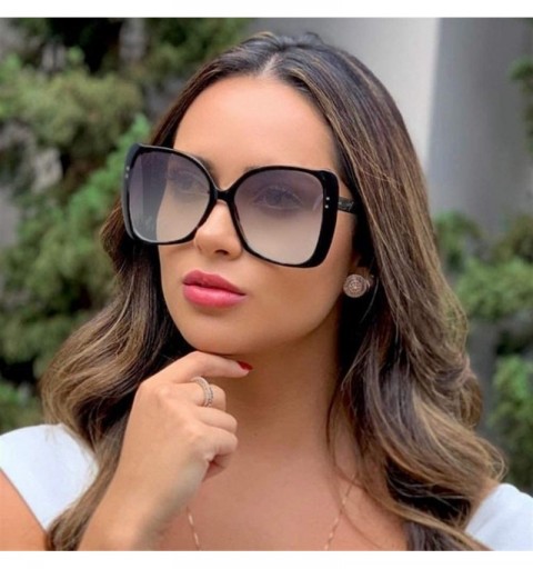 Square Women Men Sunglasses Trendy Square Sun Glasses Female Big Shades Glasses UV400 - Orange Tea - CW190384GGY $13.61