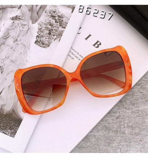 Square Women Men Sunglasses Trendy Square Sun Glasses Female Big Shades Glasses UV400 - Orange Tea - CW190384GGY $13.61