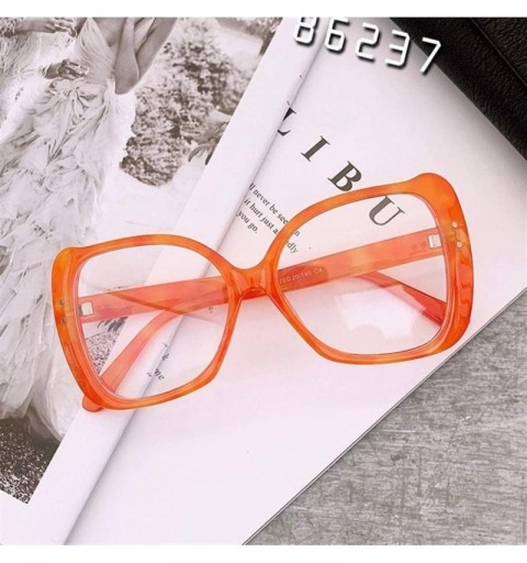 Square Women Men Sunglasses Trendy Square Sun Glasses Female Big Shades Glasses UV400 - Orange Tea - CW190384GGY $13.61