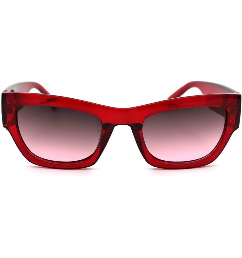 Cat Eye Womens Mod Metal Stud Jewel Thick Plastic Cat Eye Sunglasses - Red Purple Smoke - CN18WOCMSDC $11.89