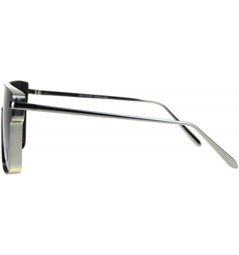 Shield 80s Robotic Shield Metal Rim Rectangular Racer Sunglasses - Silver Smoke - CR186GIQG4L $12.76