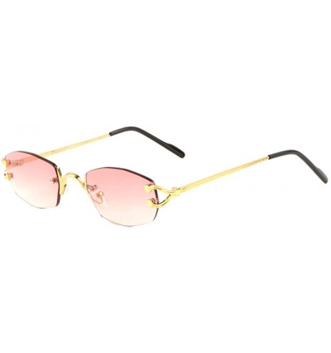 Rimless Geometric Oval Rimless Thick Color Lens Sunglasses - Pink - CI198805R3S $30.08