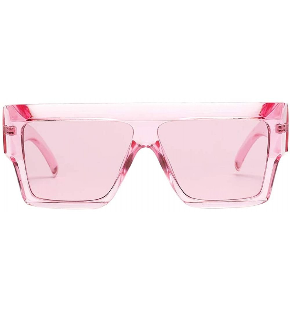 Square Square Oversized Sunglasses for Women Men Flat Square Sunglasses Tortoise Shell/Pink - Pink - CD18UUI87CA $7.31