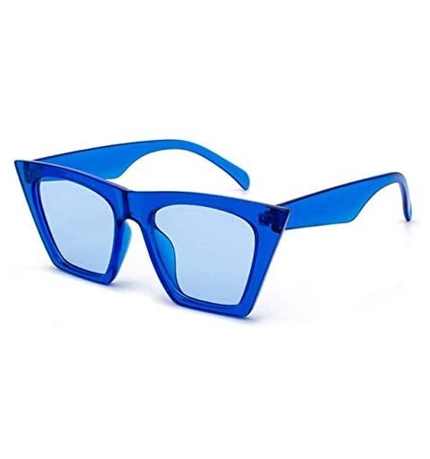 Cat Eye Sunglasses Personalized Colorful Versatile - Clear Blue - CF199220AWL $36.23