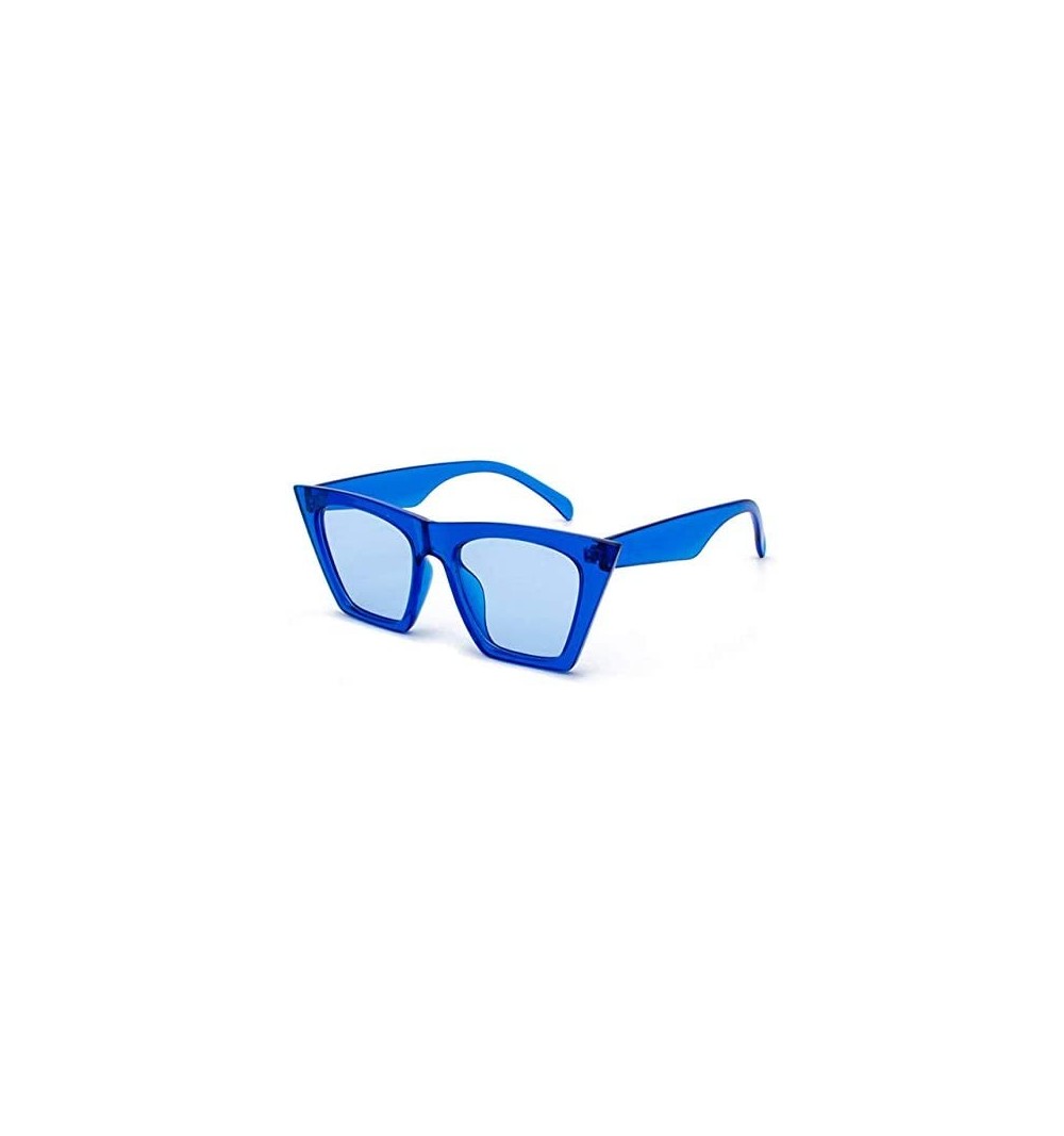 Cat Eye Sunglasses Personalized Colorful Versatile - Clear Blue - CF199220AWL $36.23