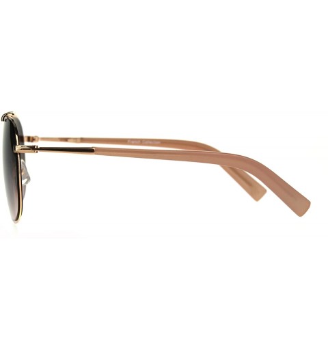 Rectangular Rectangular Pilots Luxury Fashion Metal Rim Gradient Sunglasses - Gold Pink Brown - CO188I06DWN $10.39