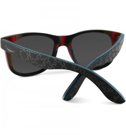 Wayfarer Handmade Maple Wood Sunglasses - Polarized UV400 Lenses in a Wooden Wayfarer that Floats! - Black Maple - Puzzle - C...