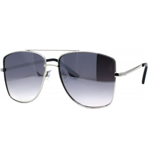 Square Air Force Sunglasses Unisex Fashion Square Metal Frame Pilot Shades UV 400 - Silver (Smoke/Light Mirror) - C0196AMR2SR...