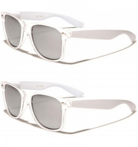Wayfarer Unisex 80's Retro Classic Trendy Stylish Sunglasses for Men Women - Mtrv - Mirror Lens White - 2pack - CY195GIXLNN $...