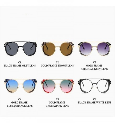 Round Fashion Steampunk Sunglasses Brand Designer Women Men Vintage Round Sun Glasses Luxury Sunglass UV400 Eyewear - 4 - CO1...