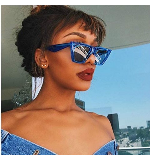 Cat Eye Sunglasses Personalized Colorful Versatile - Clear Blue - CF199220AWL $36.23